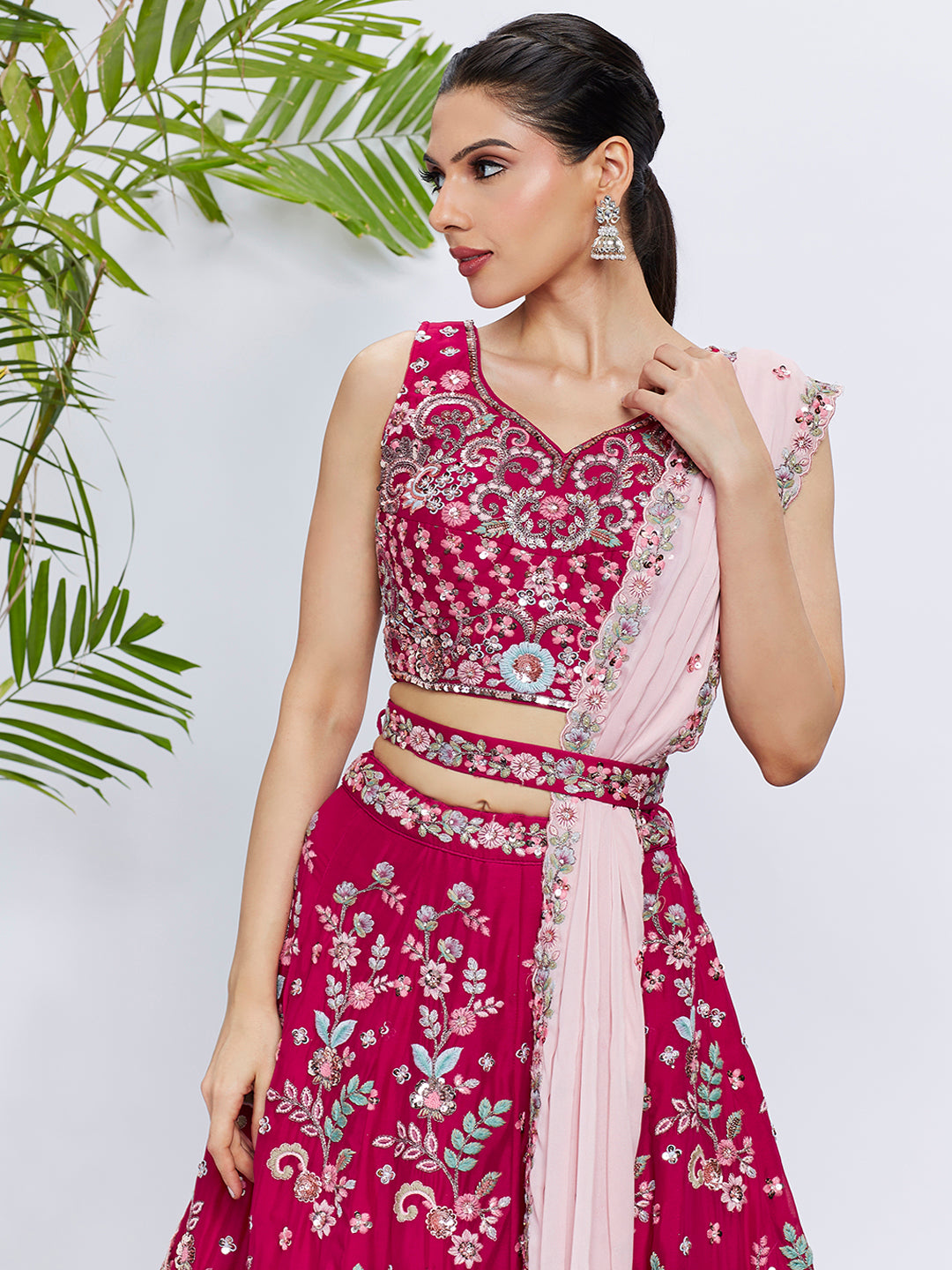 Rose Pure Georgette Sequins and Thread Embroidery Lehenga Choli & Dupatta