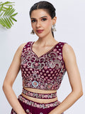 Burgundy Georgette Sequins and Thread Embroidery Lehenga Choli & Dupatta