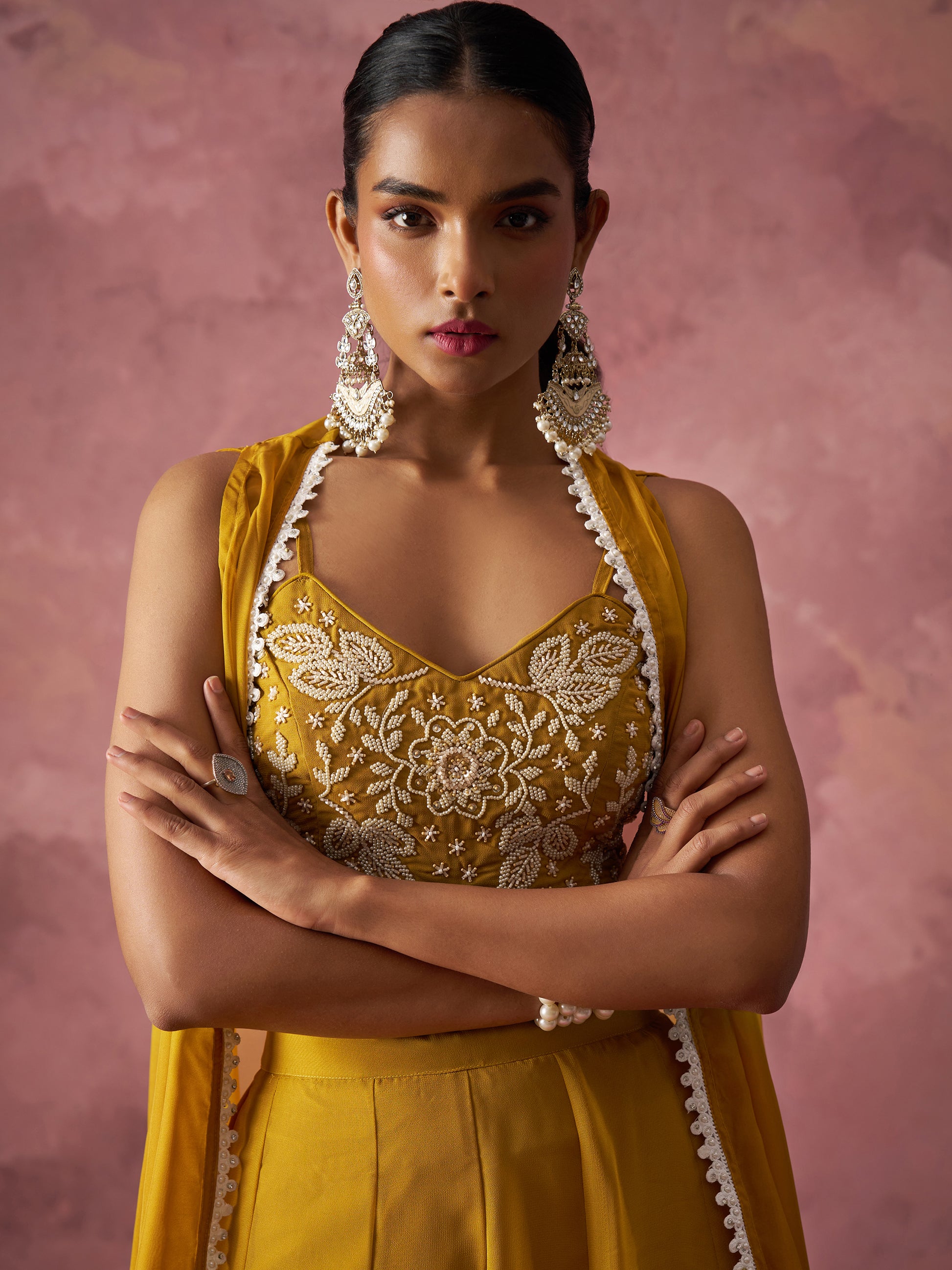 Mustard Yellow Georgette Sharara Set