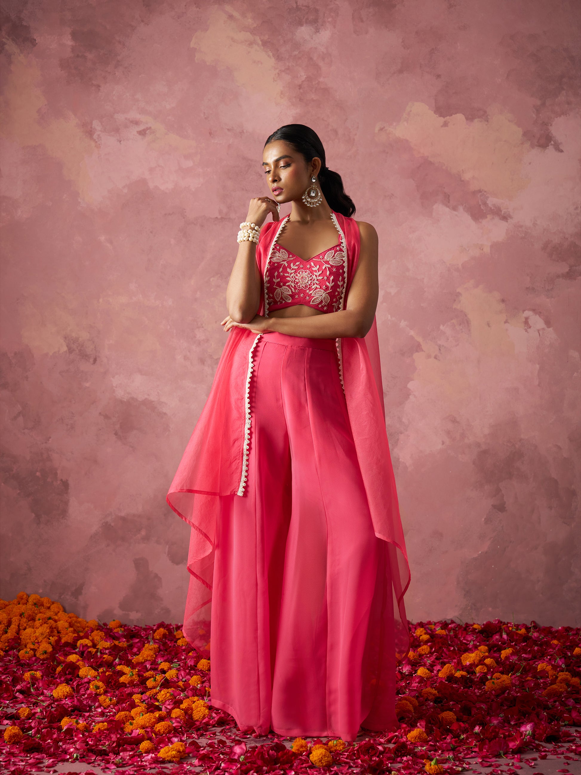 Hot Pink Georgette Sharara Set