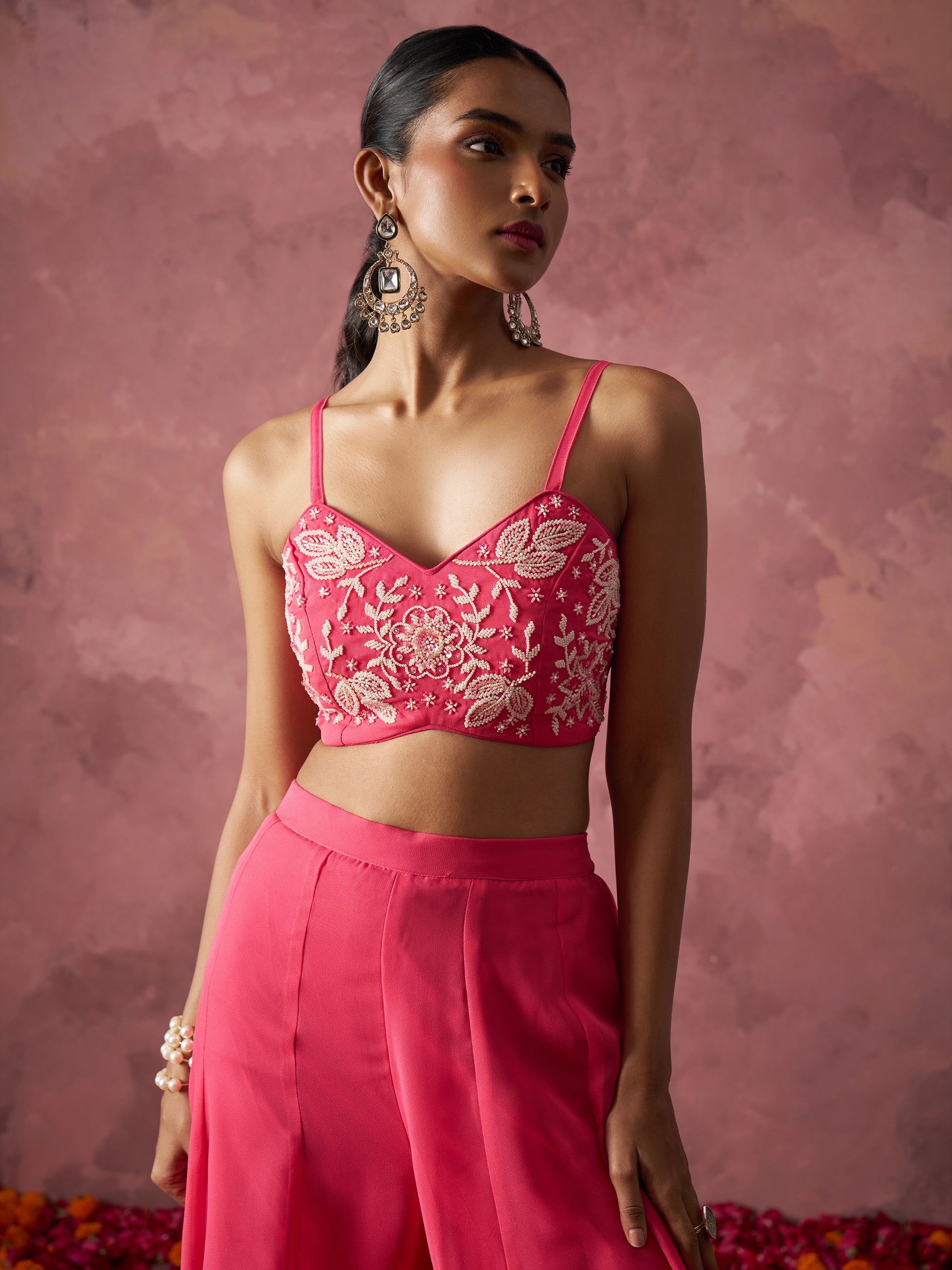 Hot Pink Georgette Sharara Set