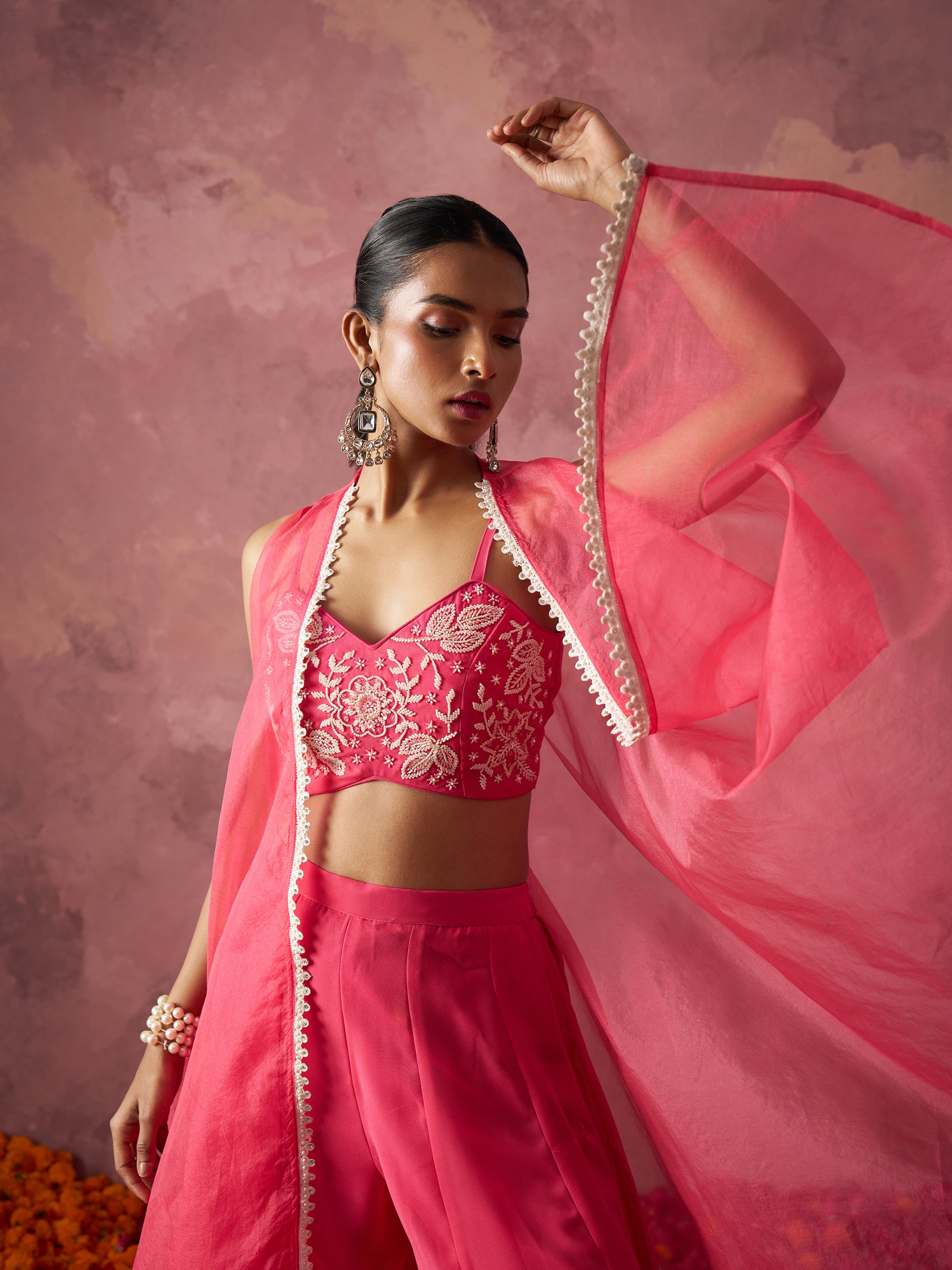 Hot Pink Georgette Sharara Set