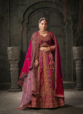 Chocolate Brown & Magenta Velvet Lehenga Choli with Double Dupatta