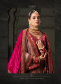 Maroon & Deep Pink Velvet Lehenga Choli with Double Dupatta