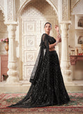 Blossom Black Net Lehenga Choli with Heavy Zarkan and Sequins Work