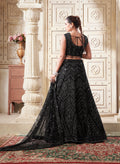 Blossom Black Net Lehenga Choli with Heavy Zarkan and Sequins Work