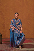 Blue Handloom Weaving Silk Saree with Silk Blouse