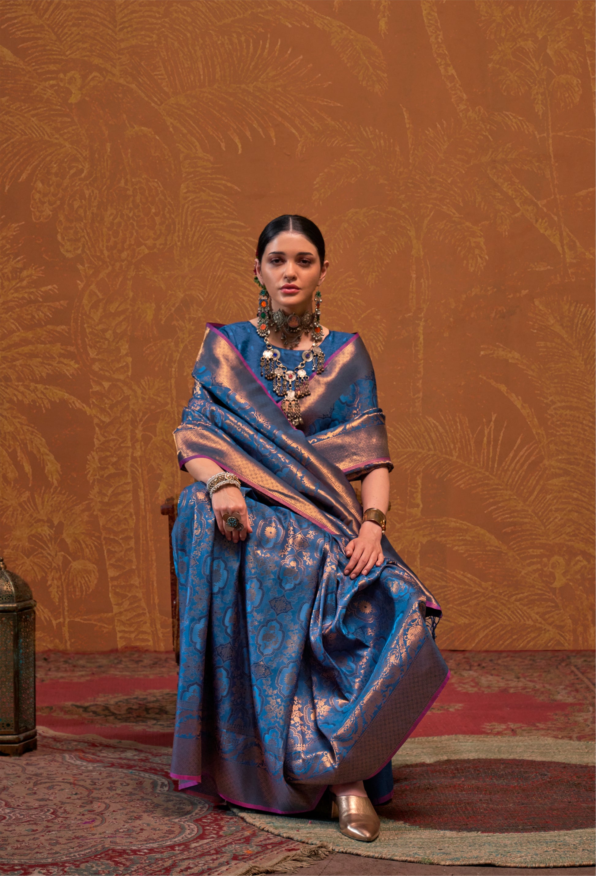 Blue Handloom Weaving Silk Saree with Silk Blouse