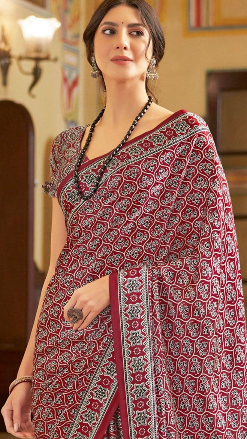 Ajrakh Print Saree