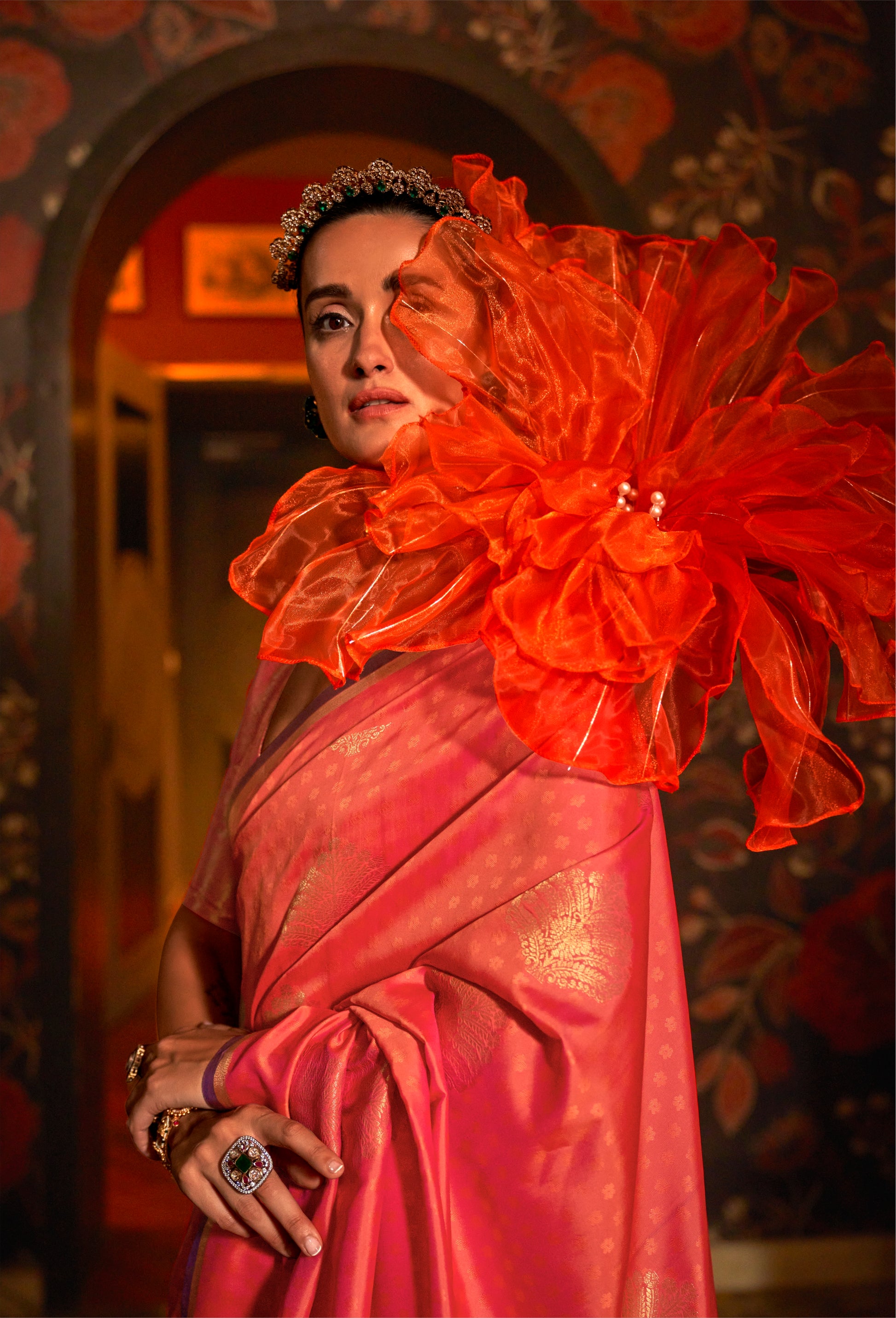 Hot Pink Handloom Silk Saree with Intricate Zari Weaving