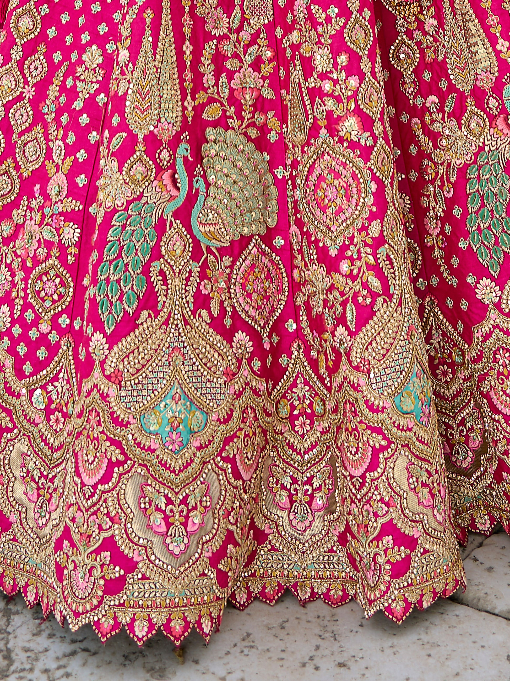 Bright Pink Lehenga with Rich Embroidery and Flared Silhouette