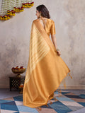 Mustard Banarasi Silk Saree with Zari Brocade Blouse