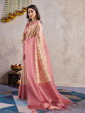 Pastel Pink Banarasi Silk Saree with 3D Kanoko Prints