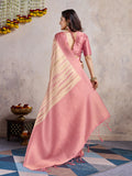 Pastel Pink Banarasi Silk Saree with 3D Kanoko Prints