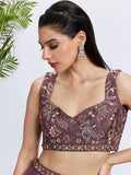 Rose Gold and Sea Green Bridal Lehenga with Heavy Sequins Embroidery