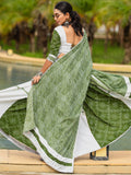 Green and White Flared Rajwadi Navratri Lehenga Choli