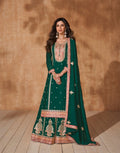 Green Silk Palazzo Suit with Embroidered Dupatta