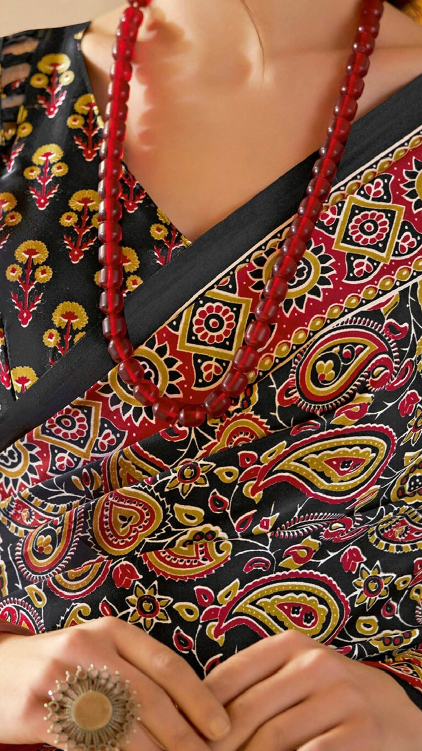 Ajrakh Print Saree