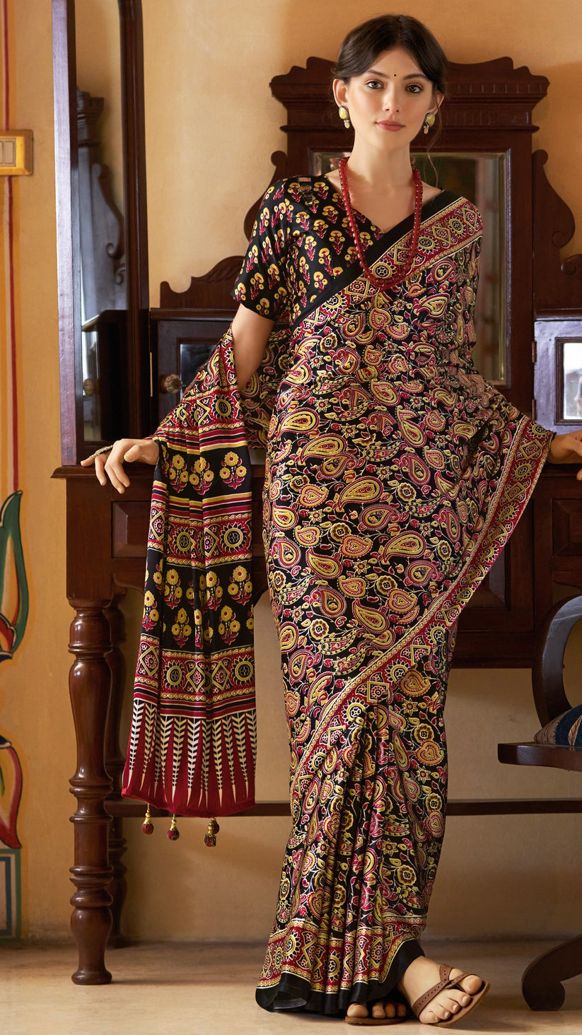 Ajrakh Print Saree