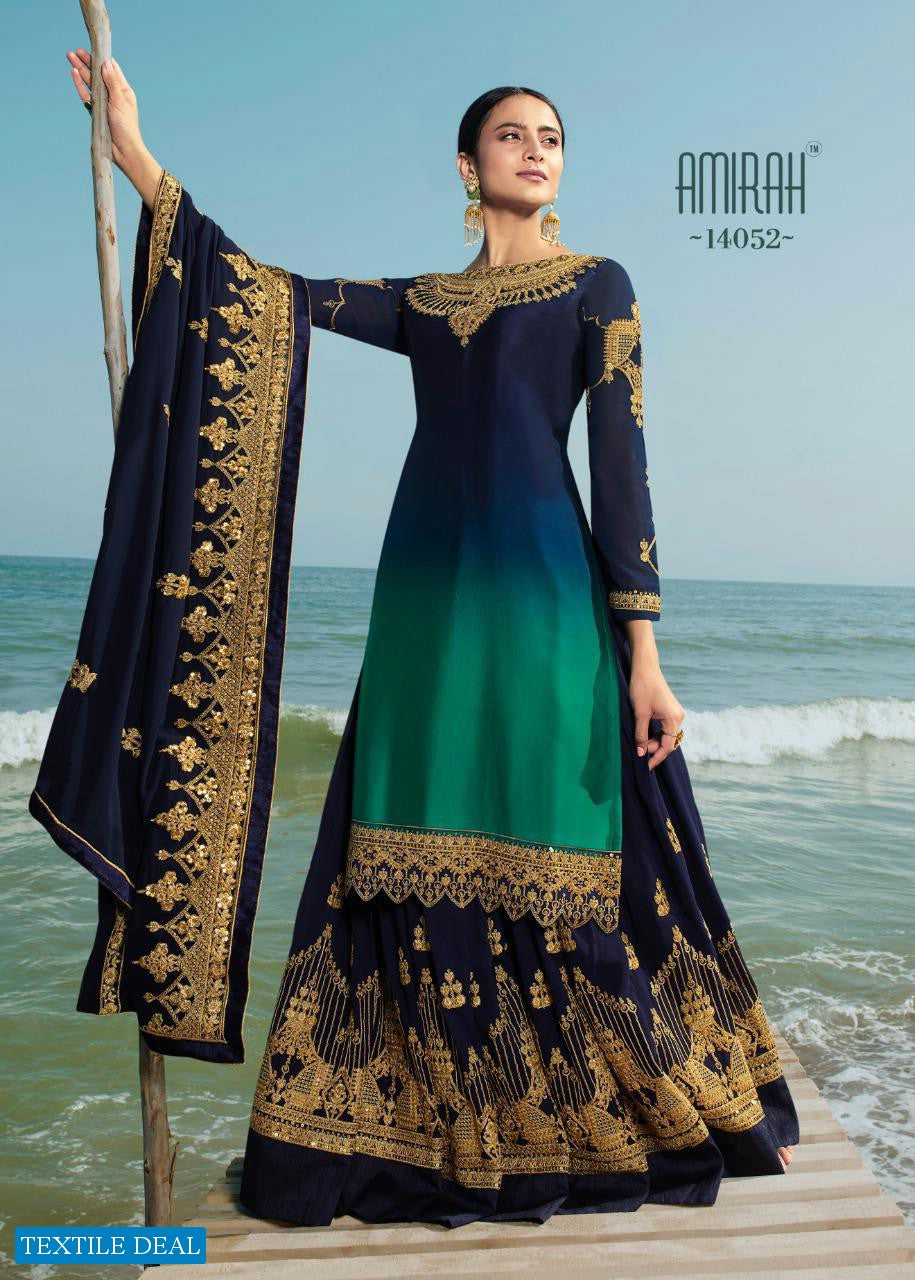 Amirah Present Husn 14051-14058 Series Satin Georgette Lehenga Style Suits