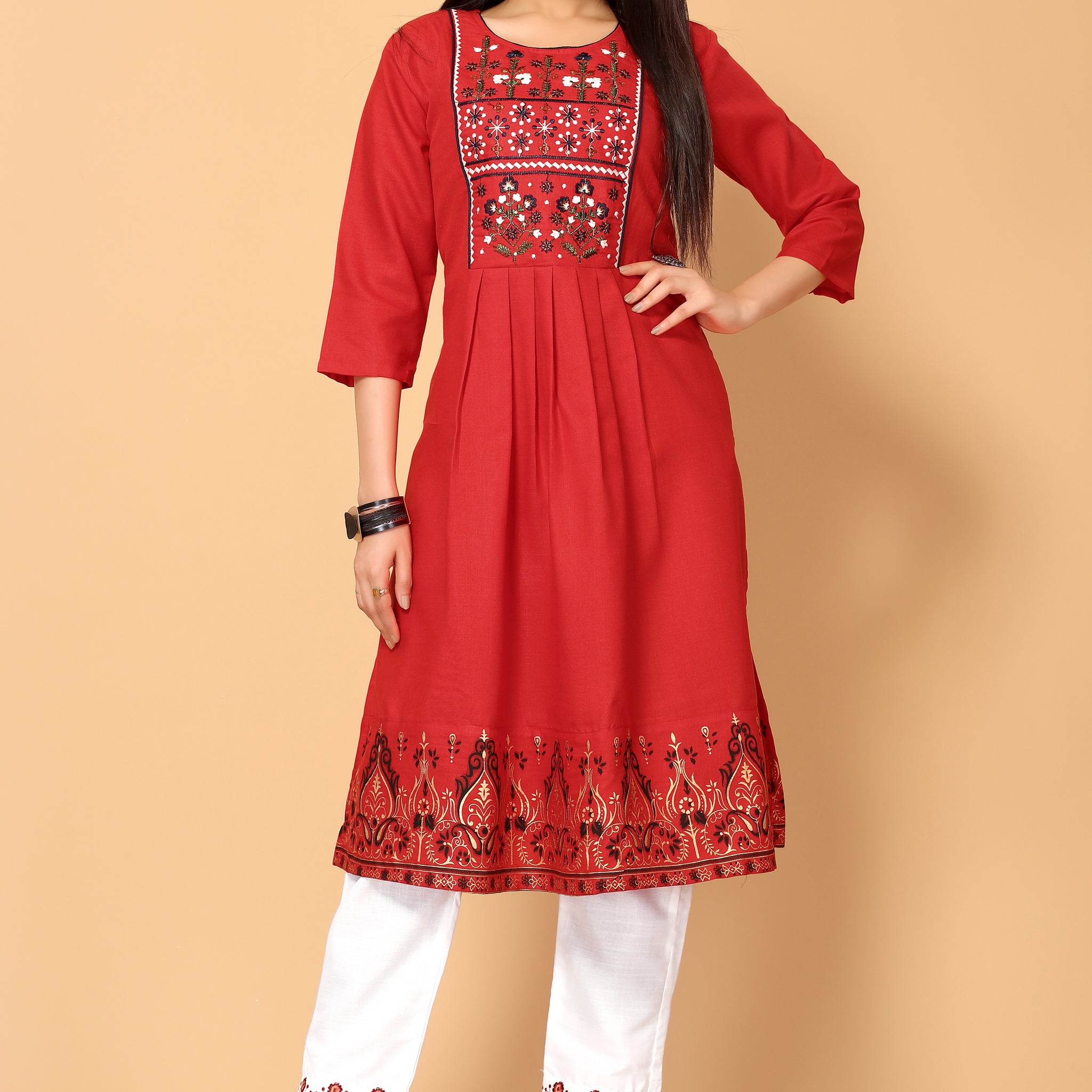 NEHA FESTIVE WEAR KURTI-BOTTOM SET