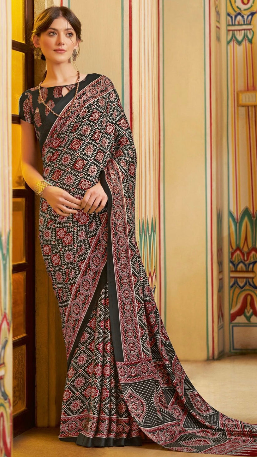 Ajrakh Print Saree