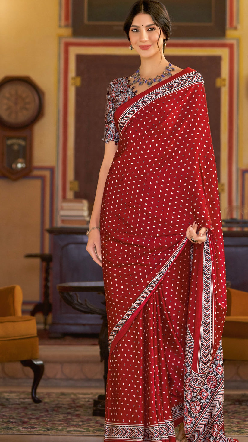 Ajrakh Print Saree