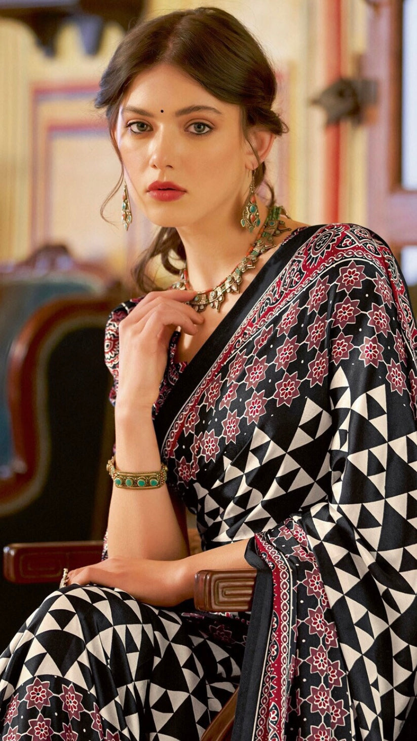 Ajrakh Print Saree