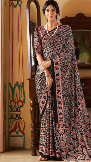 Ajrakh Print Saree