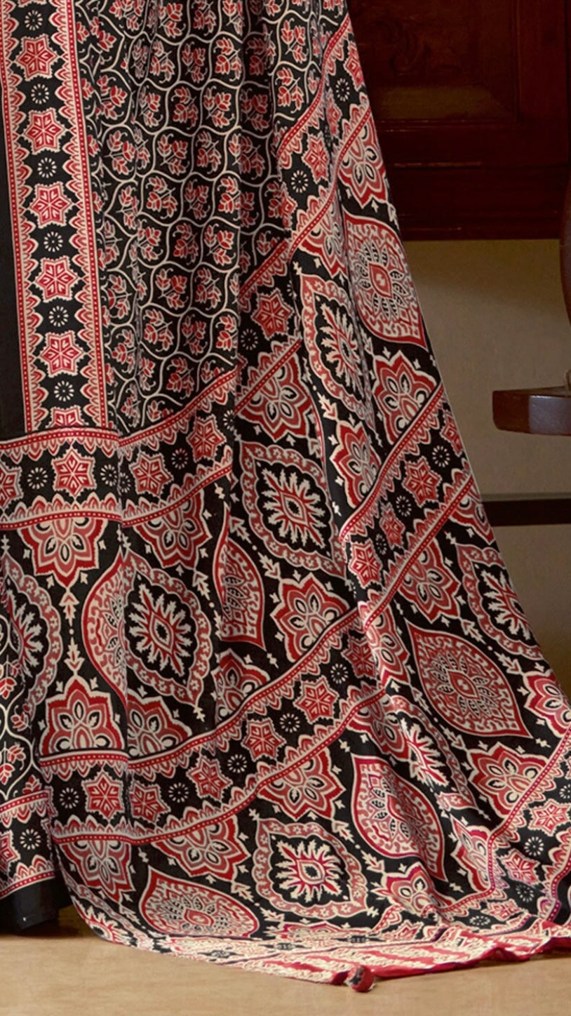 Ajrakh Print Saree