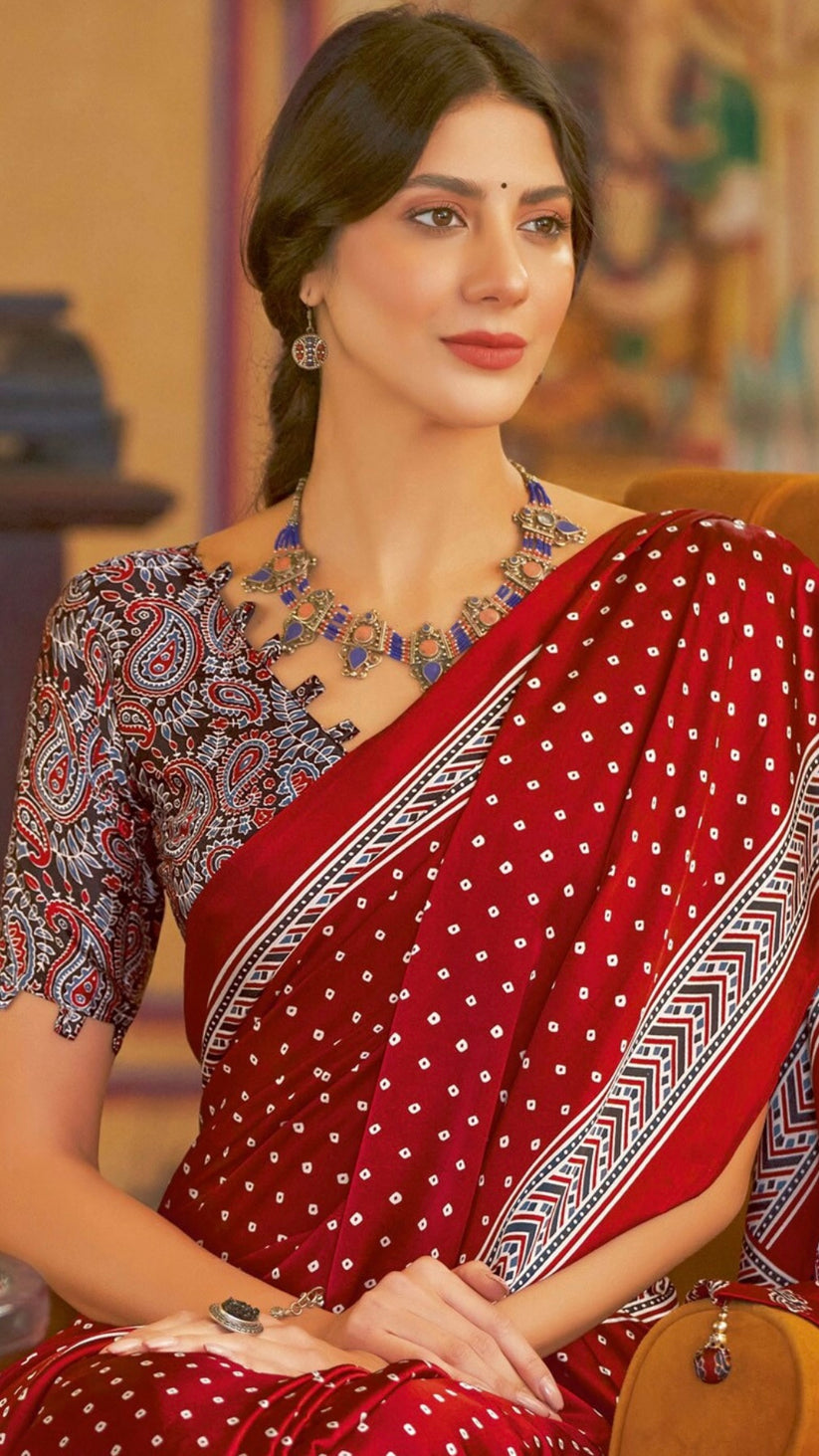 Ajrakh Print Saree