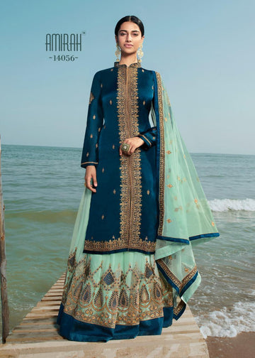 Amirah Present Husn 14051-14058 Series Satin Georgette Lehenga Style Suits