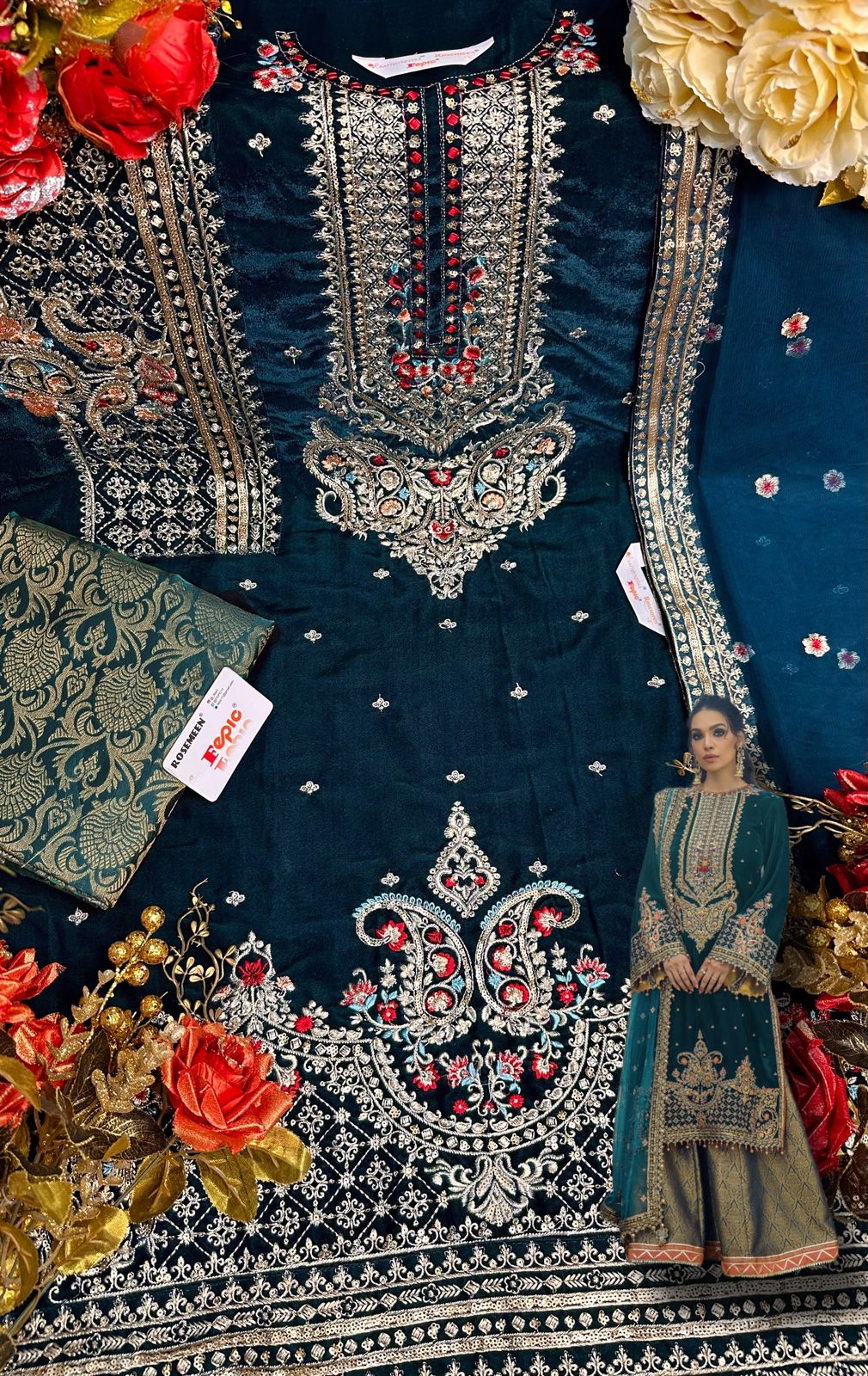 Beautiful Designer Fepic Rosemeen D 5221 Pakistani Suite