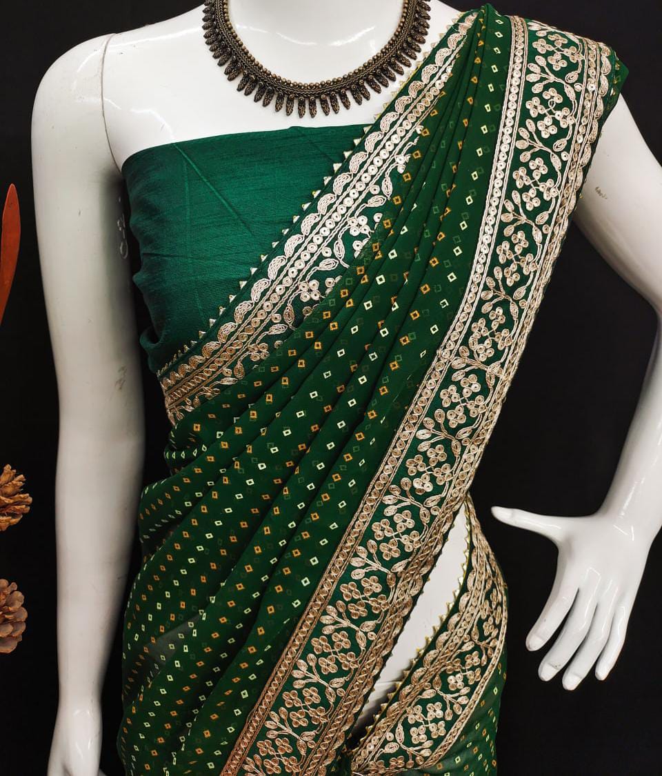 Party Wear Pure Georgette Bandhej Sarees  Anant Tex Exports Private Limited