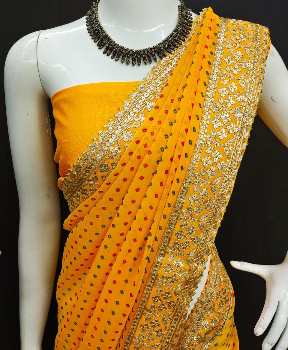 Party Wear Pure Georgette Bandhej Sarees  Anant Tex Exports Private Limited