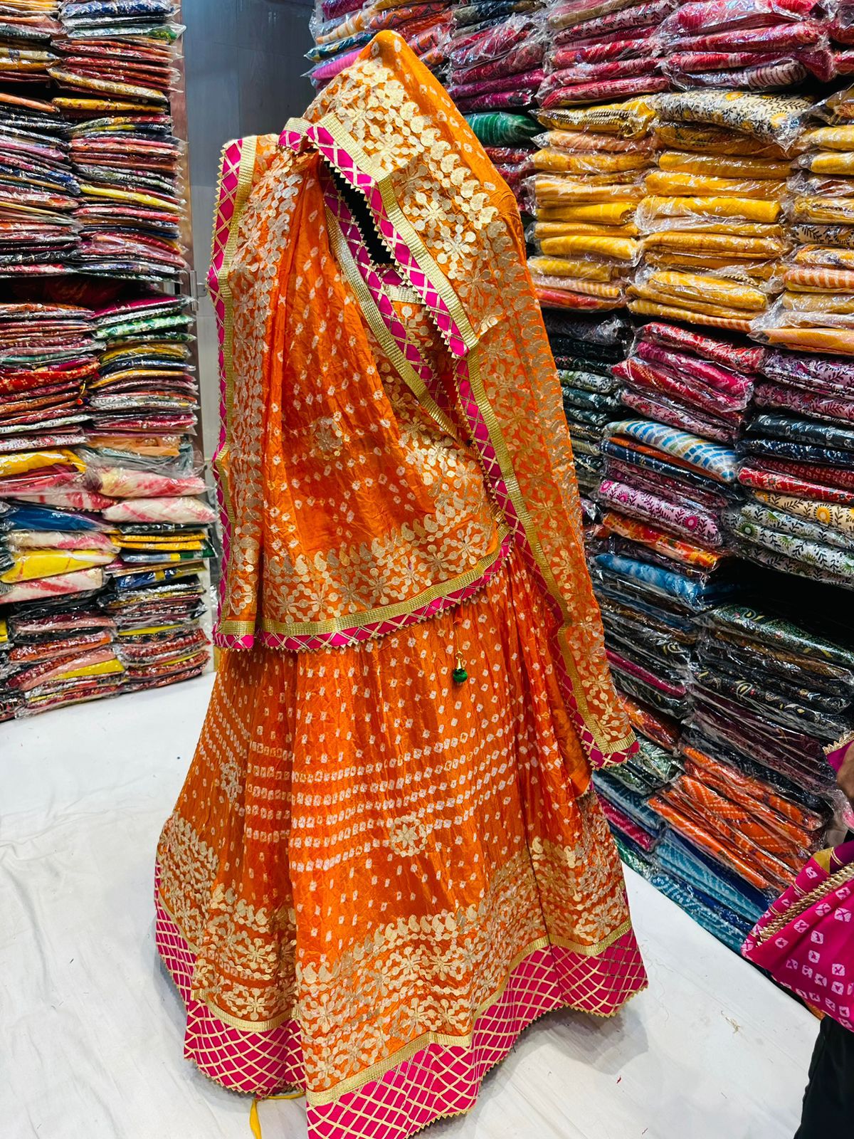 Buy Mirror Work Heavy Buttee Silk Semi Stitched Shimmer Designer Rajputi  Poshak Dress With Odhni For Women Rajasthani Lehenga Choli Color (Pista  green) at Amazon.in