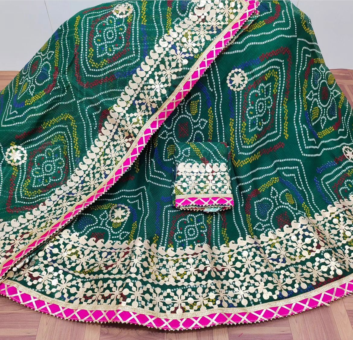 Rajasthani Traditional Kota Doriya Bandhej Print Lahenga Choli