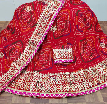 Rajasthani Traditional Kota Doriya Bandhej Print Lahenga Choli