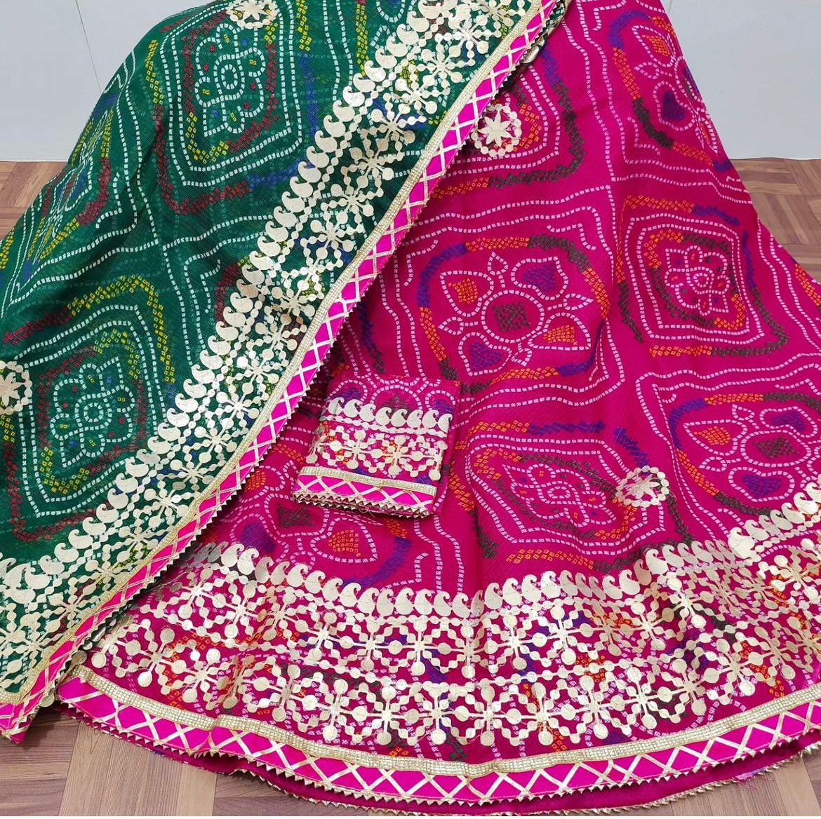 Rajasthani Traditional Kota Doriya Bandhej Print Lahenga Choli