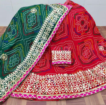 Rajasthani Traditional Kota Doriya Bandhej Print Lahenga Choli