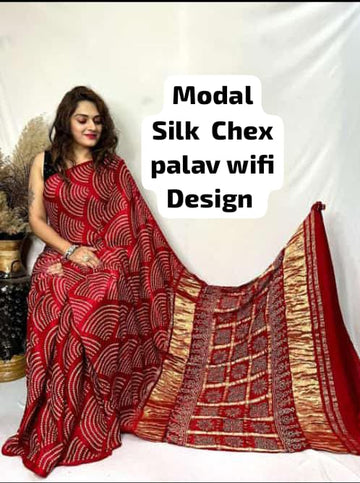 Beautiful Designer Ajrakh Pure Guji Bandhej Saree