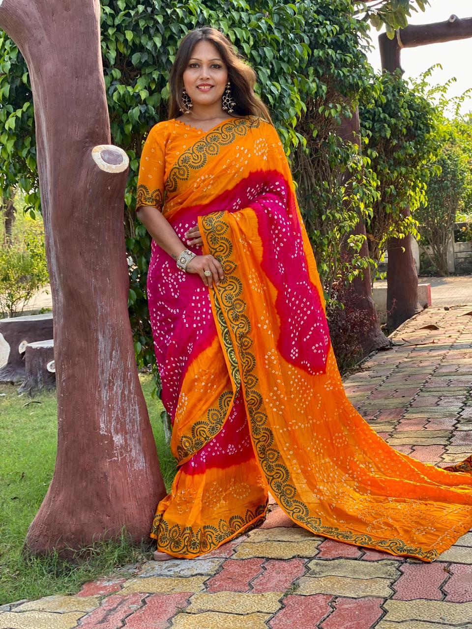 Beautiful Designer Bandhani Saree