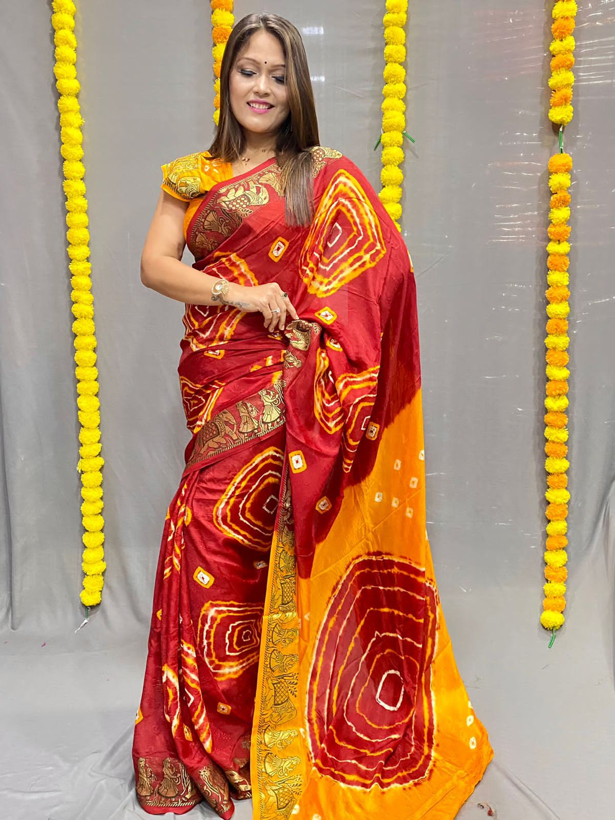 Beautiful Designer Bandhani Saree