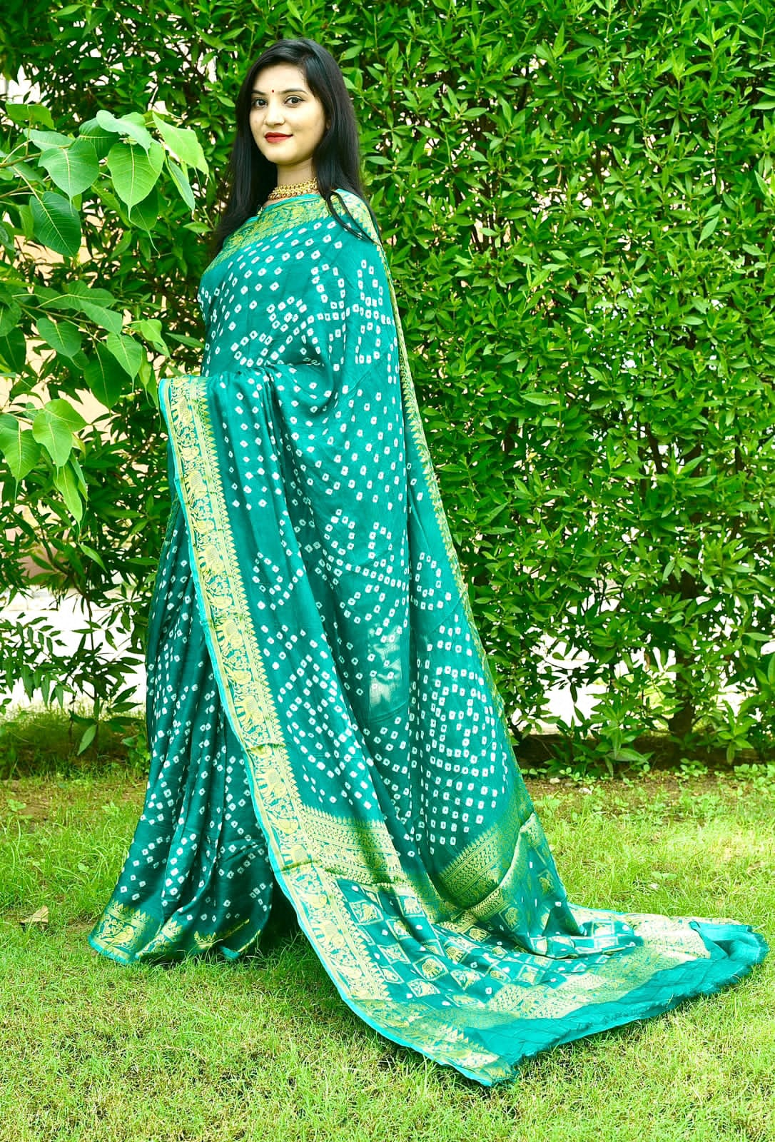 Beautiful Traditional Ambadal Bandhani Saree