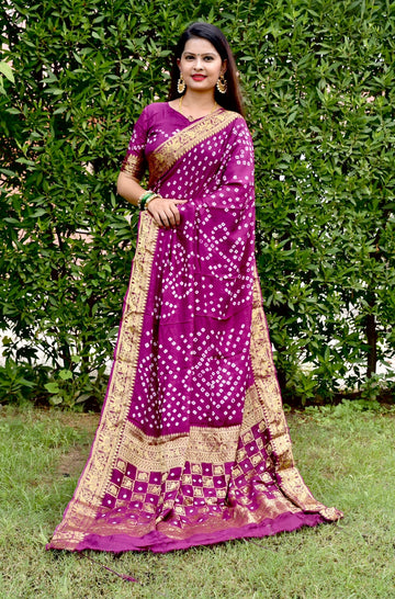 Beautiful Traditional Ambadal Bandhani Saree