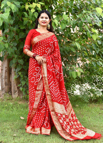 Beautiful Traditional Ambadal Bandhani Saree