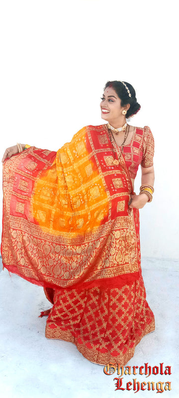 Beautiful Rajasthani Traditional Bandhej Ghatchola Lehenga Choli