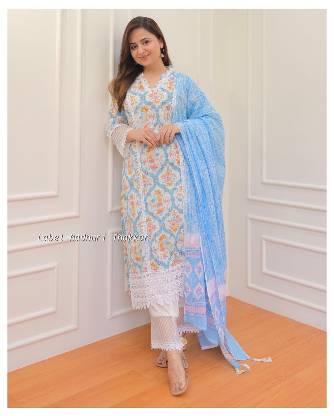 Beautiful Pakistani Cotton Floral Alia Cut Designer Suit