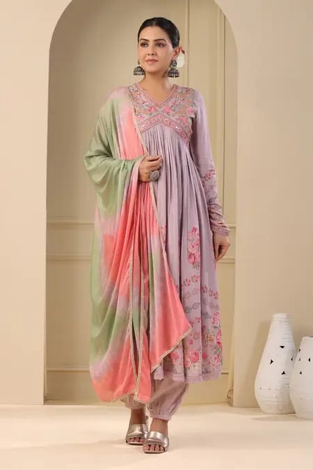 Beautiful Pakistani Muslin Alia Cut Designer Suit