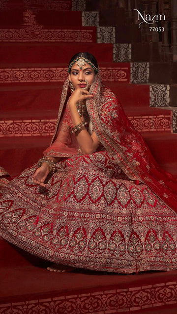 Wedding Designer Bridal Wear Nazm Lehenga Choli D.No 77053